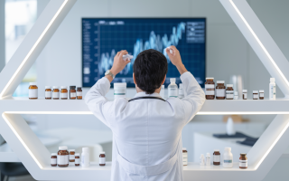 medecin-blouse-flacons-etalagere-graphique