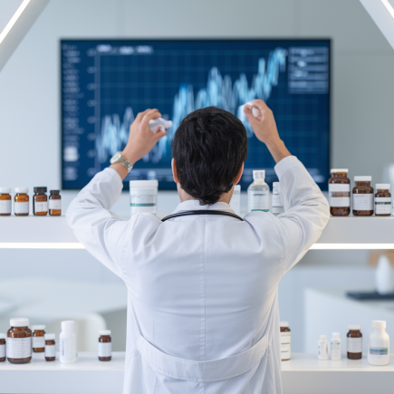 medecin-blouse-flacons-etalagere-graphique