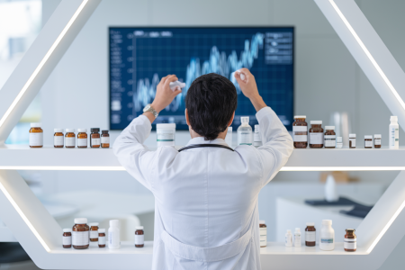 medecin-blouse-flacons-etalagere-graphique