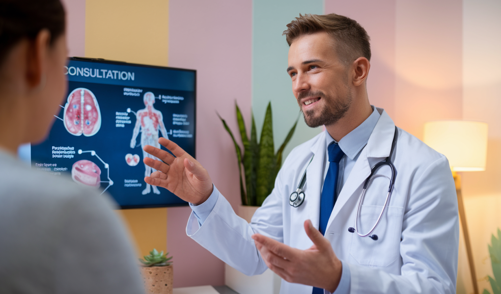 docteur-blouse-blanche-diagramme-ecran