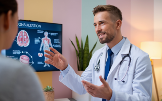 docteur-blouse-blanche-diagramme-ecran