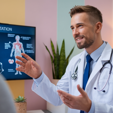 docteur-blouse-blanche-diagramme-ecran