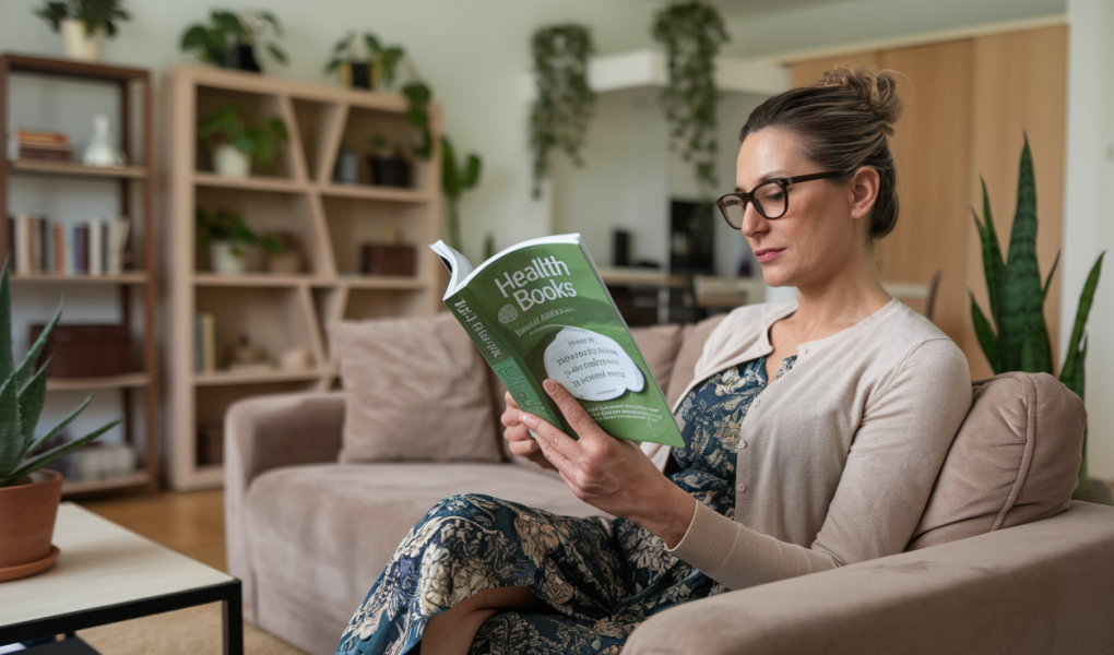 femme-lisant-salon-livres-plantes