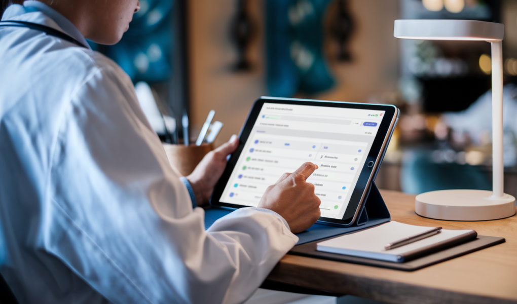 professionnel-sante-bureau-tablette-numerique