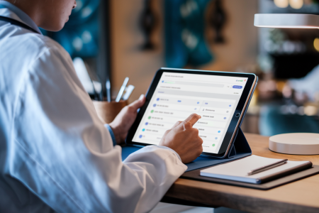 professionnel-sante-bureau-tablette-numerique