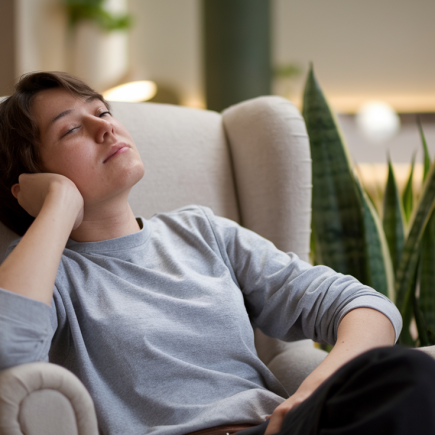 personne-fauteuil-confort-plantes-lumiere