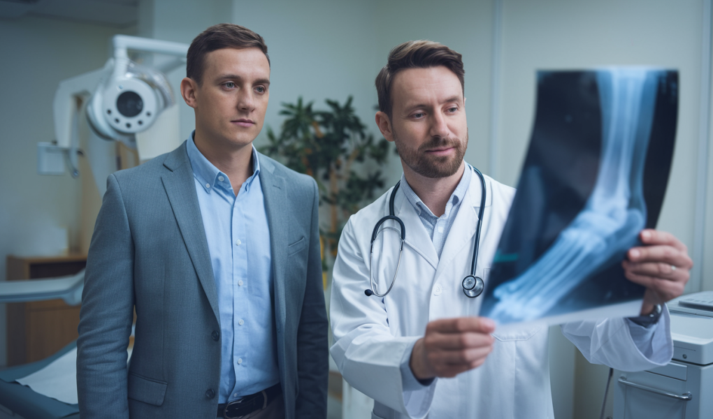 medecin-patient-radiographie-pied-cabinet