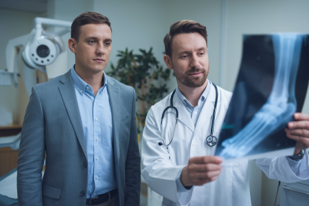 medecin-patient-radiographie-pied-cabinet