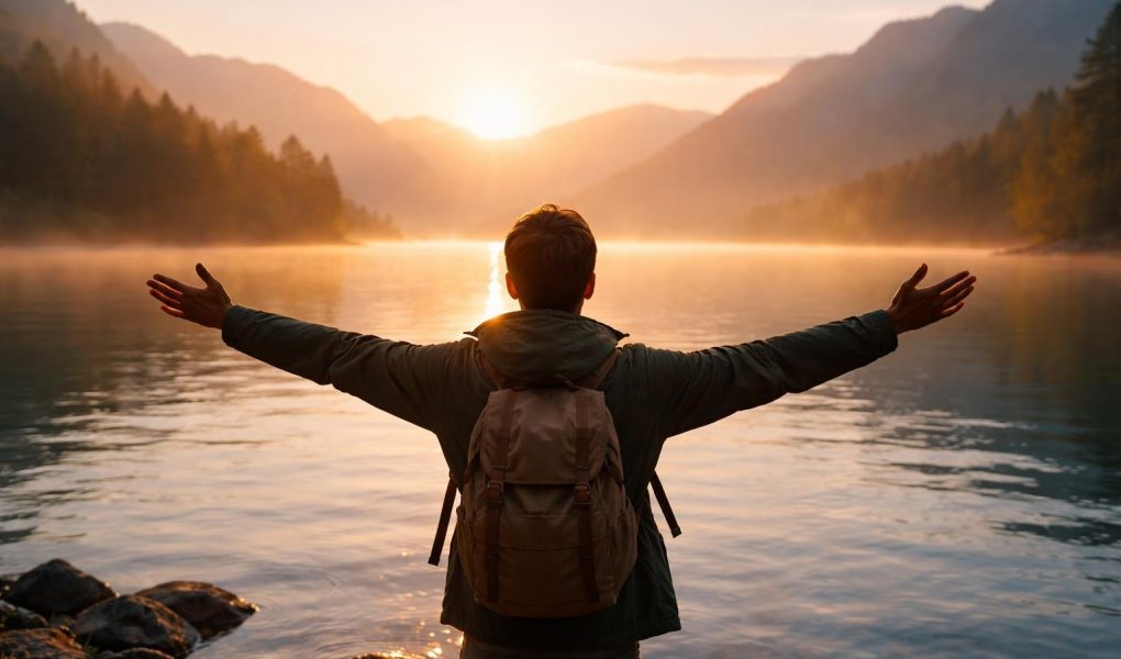 personne-bras-ouverts-lac-montagnes