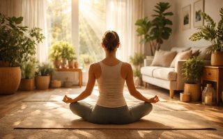 personne-yoga-tapis-salon-plantes