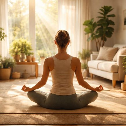 personne-yoga-tapis-salon-plantes