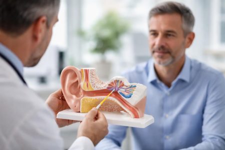 medecin-modele-anatomique-oreille-patient