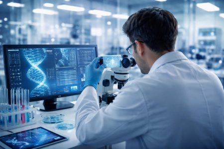 scientifique-dos-laboratoire-echantillons-genetiques