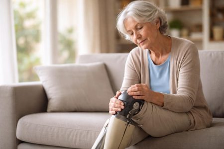 personne-agee-canape-genou-prothetique